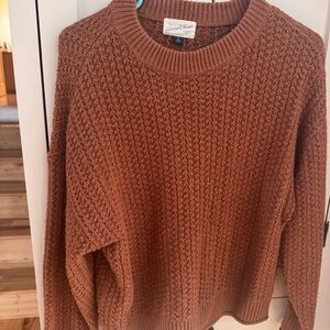 Universal Thread Rust Open Knit Sweater XS Cozy Textured Crewneck